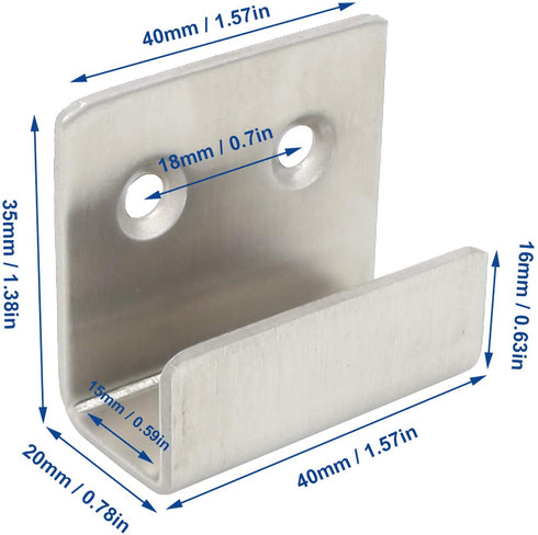 Stainless Steel Flat J Hooks Hanger, Ceramic Tile Billboard Display Board Holder Wall Mount Heavy Duty Hook Brackets Silver, Pack of 10
