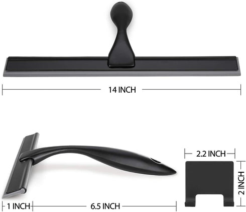 HIWARE All-Purpose Shower Squeegee for Shower Doors, Bathroom, Window and Car Glass - Black, Stainless Steel, 14 Inches