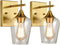 Brass 2 Pack Glass Sconces Clear Glass Wall Sconces Industrial Bathroom Vanity Lighting