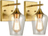 Brass 2 Pack Glass Sconces Clear Glass Wall Sconces Industrial Bathroom Vanity Lighting