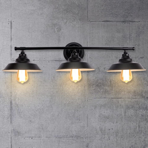 LMSOD 3 Lights Bathroom Vanity Light, Black Vintage Industrial Wall Sconce Lighting Fixture Fashion Simplicity Metal Based Black