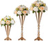 2 Pcs Tabletop Metal Wedding Flower Trumpet Vase, Table Decorative Centerpiece, Artificial Flower Arrangements for Anniversary Ceremony Party Birthday Event Aisle Home Decoration (Gold)