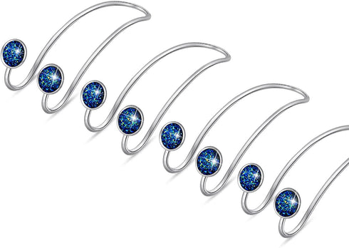 4 Pack Bling Bling Car Hooks, Universal Car Headrest Hooks, Strong Stainless Steel Car Seat Headrest Hanger Hooks for Purses & Grocery Bags (Blue)