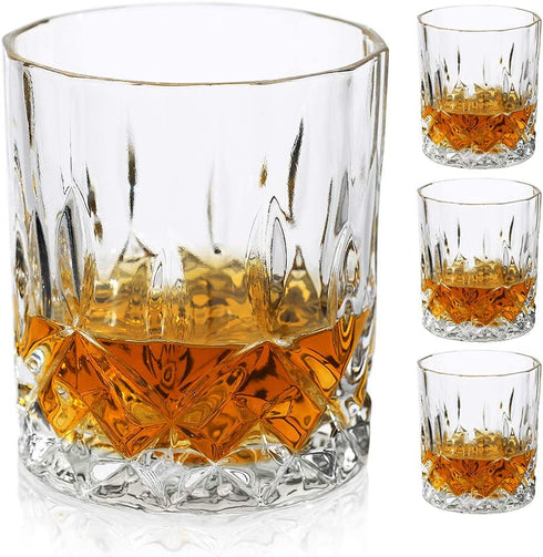 Bavel Old Fashioned Whiskey Glasses,11 OZ Scotch Glasses Set of 4,Premium Cocktail Glass,Bourbon and Scotch,Style glasses for Glassware Lover (Set of 4)