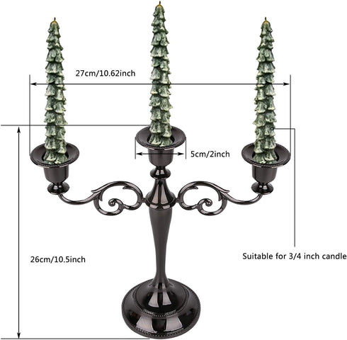 Black Candle Holder, Dedoot Taper Candle Holder 3-Arm Metal Candlestick Holder fits 3/4'' Candles, Tapered Candle Holder for Table Centerpiece, Wedding Party Decorative
