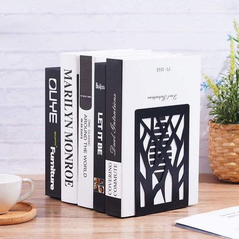 Book Ends Universal Premium Bookends for Shelves, Non-SkidBookend, Heavy Duty Metal Book End, Bookend Supports, Book Stoppers (3Pairs/6Pieces) Black