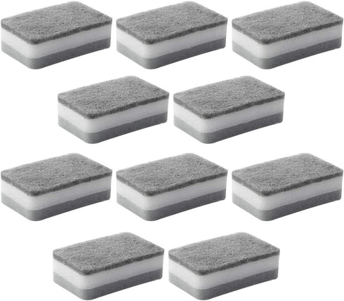 Hemoton 10pcs Kitchen Sponges for Dishes Scrub Sponges Dual-Sided Dishwashing Sponges for Kitchen (Grey)