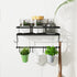 ESOW Paper Towel Holder with Shelf Storage, Adhesive Wall Mount 2-in-1 Basket Organizer for Kitchen & Bathroom, Durable Metal Wire Design, Stainless Steel 304 Matte Black Finish