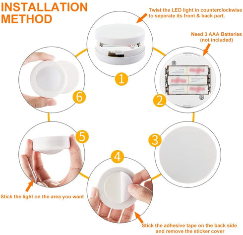 13 Color LED Puck Lights with Remote Control, Wireless Under Cabinet Lighting, Battery Powered Lights, Stick on Lights, Color Changing Lights with Dimmer and Timer, AA Battery Operated Closet Light