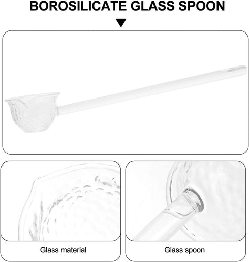 Yardwe Glass Serving Ladle Gravy Tea Ladle Long Handle Glass Spoons for Soup Punch Bowl Sauce Drinks Tea Coffee Kitchen Ladle Spoons (Transparent)