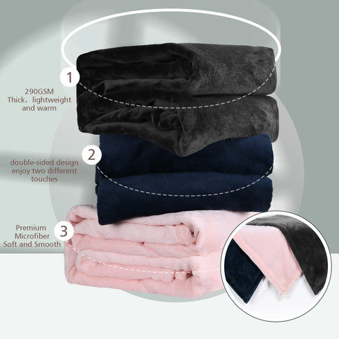 Navy Blue Flannel Fleece Blanket King Size, Ultra Soft Warm Fuzzy Plush Blanket for Bed Couch Travel Camping 90 x 108 inch
