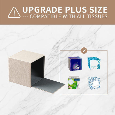 Tissue Box Cover Square, Upgrade 99% Compatible Large Size, Modern Tissue Box Holder for Napkin Facial Paper, Leather Dryer Sheet Dispenser Organizer for Bathroom Vanity Countertop, Night Stand