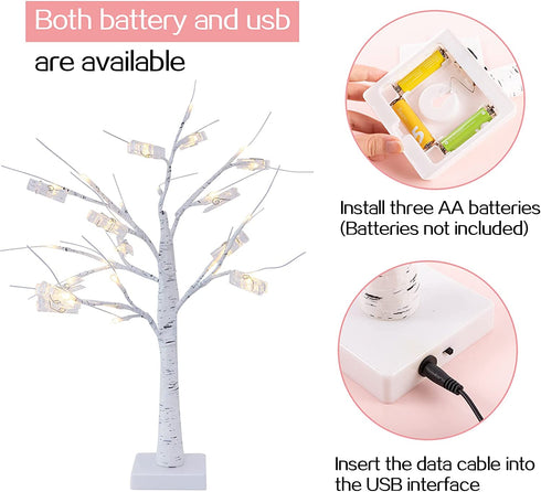 2FT Tall Money Tree Gift Card Holder with 1 USB Data Cable- Dual-use White Money Tree Present Card Holder Money Holder Tree for Christmas Wedding Desktop Home Decor Birthday Gift Holding Photo Card