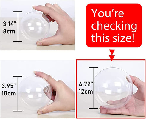 AMS 10pcs Christmas DIY Clear Thickeness Acrylic Fillable Balls, Plastic Clear Plastic Ornaments Balls Fillable Wedding Party Decor for Wedding,Thanksgiving,Party(4.72˜™, Clear)