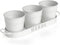 Barnyard Designs Herb Pot Planter Set with Tray for Indoor Garden or Outdoor Use, White Metal Succulent Potted Planters for Kitchen Windowsill, (Set of 3, 4.25? x 4? Planters on 12.5? x 4" Tray)