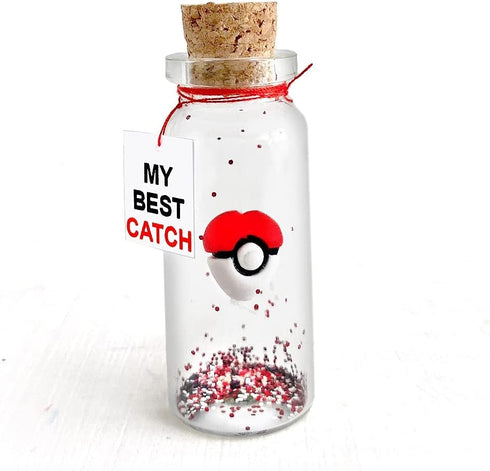 Cute Anniversary Present For Girlfriend or Boyfriend, Unique Game-Inspired Romantic Bottle, Anniversary Love Wish Jar (No Box, My Best Catch)