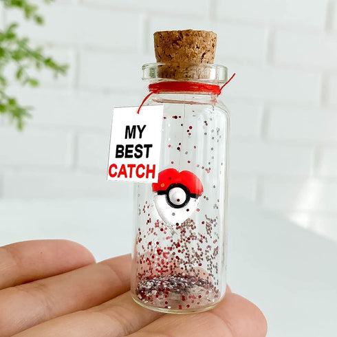 Cute Anniversary Present For Girlfriend or Boyfriend, Unique Game-Inspired Romantic Bottle, Anniversary Love Wish Jar (No Box, My Best Catch)