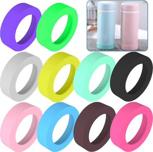 YRMJ 20 PCS 65mm Protective Cup Mat Silicone Sleeve Heat Resistant Water Bottle Holder Insulation Mat Non Slip Cup Mug Coaster 10 Colors 2 of Each Pink