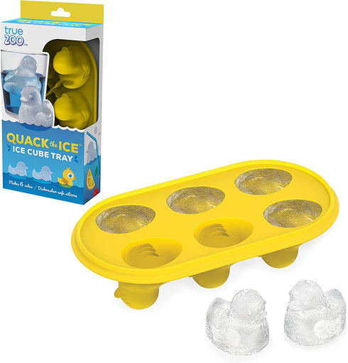 TrueZoo Quack the Ice Duck Ice Cube Tray, Novelty Animal Ice Mold, Large Ice Cube Mold, Makes 6 Ice Cubes, Duck Ice Tray, Yellow, Set of 1