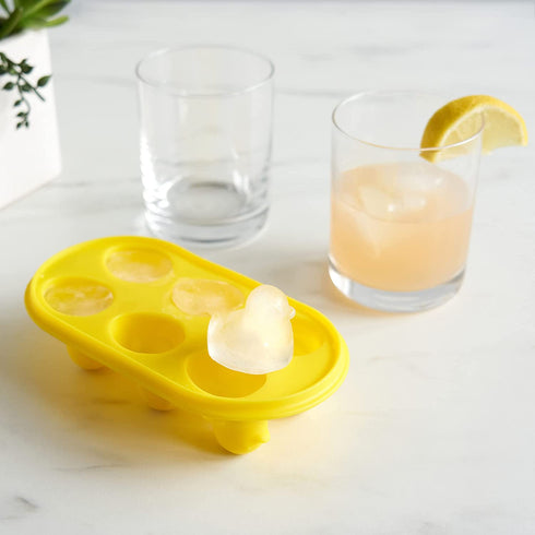 TrueZoo Quack the Ice Duck Ice Cube Tray, Novelty Animal Ice Mold, Large Ice Cube Mold, Makes 6 Ice Cubes, Duck Ice Tray, Yellow, Set of 1