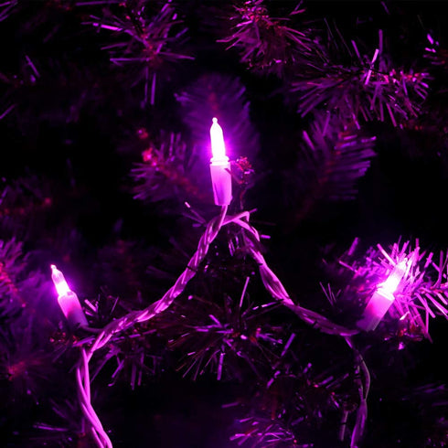 100 LED Purple String Lights, UL Certified Commercial Grade 35 Ft White Wire Always On Light String, for Indoor Outdoor Party, Garden.