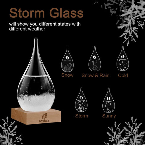 Home Decor Storm Glass Weather Predictor, Drop-Shaped Weather Forecast Bottle, Home and Office Desktop Decoration , Unique Fashion Creative Weather Gift for him/her