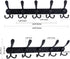 Qihtldsy Coat Rack Wall Mount, Stainless Steel Coat Hooks, 5 Tri Hooks, Heavy Duty Hook Rail for Coat Hat Towel Bag Purse Robes Bedroom Kitchen Bathroom Entryway (Black, 2 Packs)