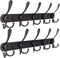 Qihtldsy Coat Rack Wall Mount, Stainless Steel Coat Hooks, 5 Tri Hooks, Heavy Duty Hook Rail for Coat Hat Towel Bag Purse Robes Bedroom Kitchen Bathroom Entryway (Black, 2 Packs)