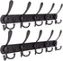 Qihtldsy Coat Rack Wall Mount, Stainless Steel Coat Hooks, 5 Tri Hooks, Heavy Duty Hook Rail for Coat Hat Towel Bag Purse Robes Bedroom Kitchen Bathroom Entryway (Black, 2 Packs)