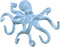 Rustic Dark Blue Whitewashed Cast Iron Octopus Hook 11 Inch - Decorative Hook - Sealife Metal Wall Hook
