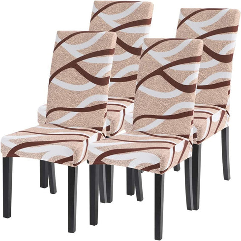 SearchI Dining Room Chair Covers Set of 4, Stretch Parsons Chair Slipcovers Super Fit Spandex Removable Washable Kitchen Chair Protector Cover for Dining Room, Hotel, Ceremony ?Khaki?