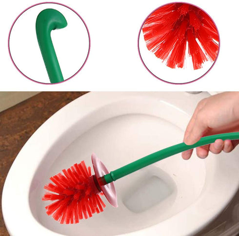 Creative Toilet Brush with Holder Bowl&Long Handle, Household Bathroom Cleaning Tool Cleaner and Base for Storage&Organization, Thick Bristle for Deep Clean-Rust Resistant Leakproof-Red Cherry Shape