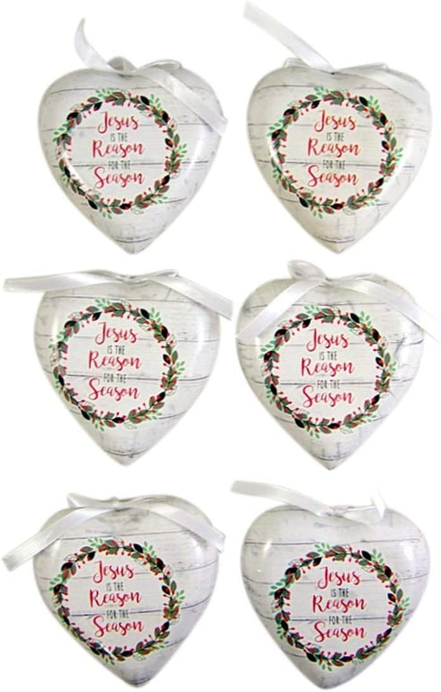 Jesus is The Reason for The Season Christmas Decoupage Ornament, 3 Inch, Pack of 6