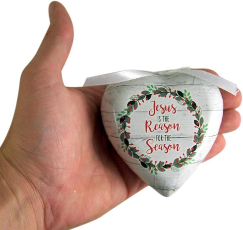 Jesus is The Reason for The Season Christmas Decoupage Ornament, 3 Inch, Pack of 6