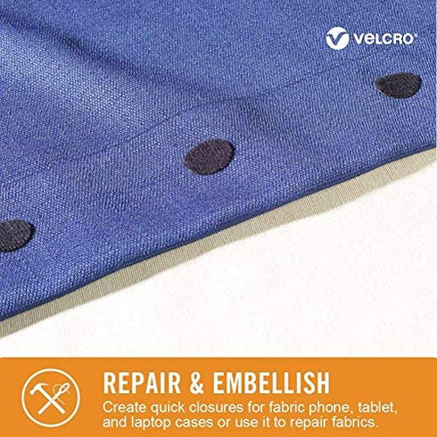 VELCRO Brand for Fabrics | Permanent Sticky Back Fabric Tape for Alterations and Hemming | Peel and Stick - No Sewing, Gluing, or Ironing | Pre-Cut Ovals, 1 x 3/4 inch, Black - 8 Sets,91879