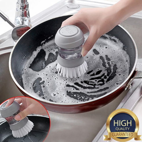 2 Pack Soap Dispensing Palm BrushDish Brush with soap Dispenser with Sturdy Nylon BristlesDish Scrubber Brush for Dishes Pots Pans Sink Cleaning