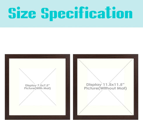 Frametory, 12x12 Picture Frame - Made to Display Pictures 8x8 Photo with Ivory Color Mat - Wide Molding - Built in Hanging Features - Preinstalled Wall Mounting Hardware (12x12, Walnut)