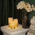 Flickering LED Candle Set with Daily Timer,BeMoment Flameless Candles,Embedded String Lights Stay Lit,Golden Stripes Decorative,Real Wax,Battery Powered,Set of 3(H 4"5"6" x D3")