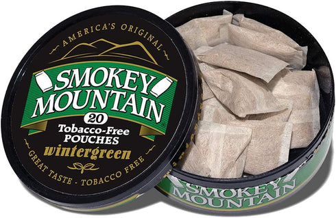 Smokey Mountain Original Pouches - Wintergreen - Tobacco Free and Nicotine Free - 1 Can - 20 Per Can