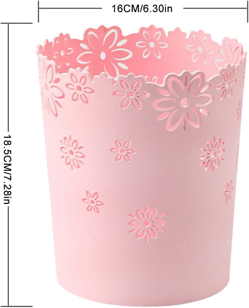 HMANE Wastebasket Super Mini, Hollow Flower Shape Plastic Lidless Wastepaper Baskets Trash Can - S, Mini Size