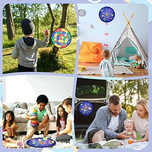 Dart Board for Kids Double Sided with 16 Sticky Balls 2 Hooks, Party Games Stocking Stuffers Dinosaur Target Toys for 3 4 5 6 7 8 9 10 11 12 Year Old Boys and Girls