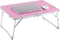 SUPERJARE Foldable Laptop Table, Bed Desk, Breakfast Serving Bed Tray, Portable Mini Picnic Table & Lightweight, Folds in Half with Inner Storage Space - Pink