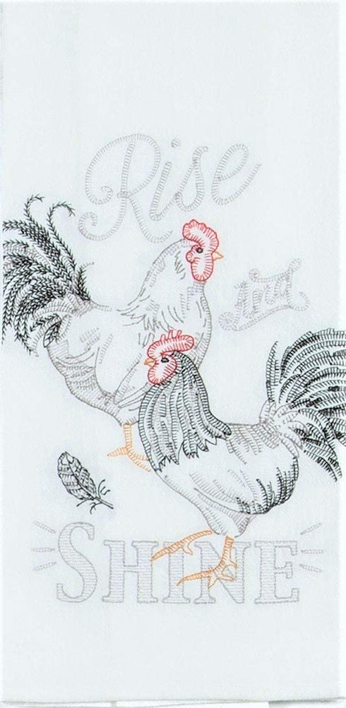 Kay Dee Designs Farmers Market Roosters Kitchen Towels Dishtowels, Set of 2 Tea Towel & Flour Sack Rooster Towels for Farmhouse Kitchen Decor Towels