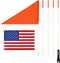 Bike Safety Flag/USA Flag Six Foot Heavy Duty Fiberglass Pole Polyester Full Color Tear-Resistant Waterproof Flag Orange Safety Flag Eagle Flag and American Flag
