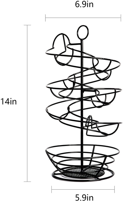 QUTREY Black Metal Egg Skelter with Storage Basket, Spiral Design Egg Holder for Large Egg for Countertop, Kitchen