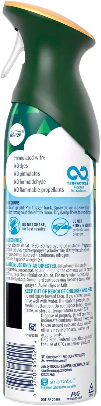 Febreze Air - Air Freshener Spray - Fresh-Cut Pine - Limited Edition Holiday Collection 2020 - Net Wt. 8.8 OZ (250 g) Per Bottle - Pack of 2 Bottles