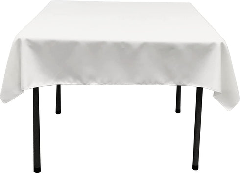 LA Linen Polyester Poplin Washable Square Tablecloth, Stain and Wrinkle Resistant Table Cover 52x52, Fabric Table Cloth for Dinning, Kitchen, Party, Holiday 52 by 52-Inch, White