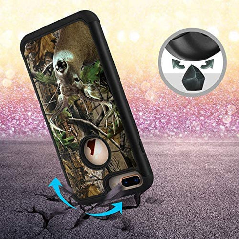 for iPhone 7 Plus Case, iPhone 8 Plus Case,Spsun Dual Layer Hybrid Hard Protector Cover Anti-Drop TPU Bumper for Apple iPhone 7 Plus (2016)/iPhone 8 Plus (2017),Deer Hunting Camo