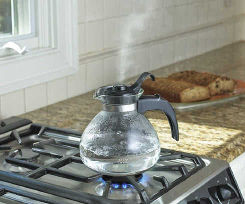CAFÉ BREW COLLECTION High Quality Borosilicate Glass Stove Top Whistling Tea Kettle - Best BPA Free Whistling Tea Kettle - Best Glass Tea Kettle - 12 Cup Stovetop Glass Whistling Tea Kettle by Medelco