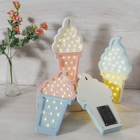 Ice cream Valentine Romance Atmosphere Light , Party Wedding Birthday Party Decoration Kids' Room Battery Operated LED Night Lights (White and Pink)